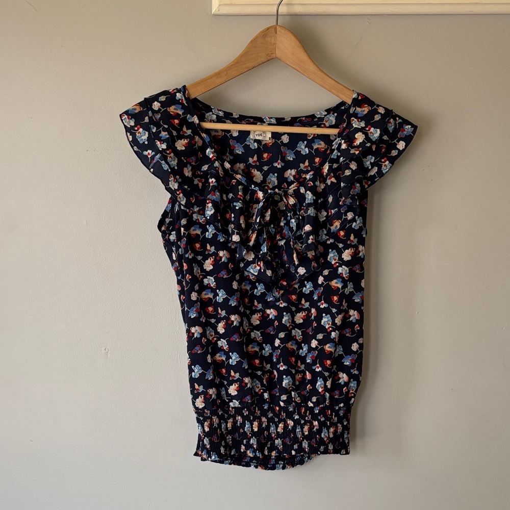 YDE Floral Ruffle Blouse XS Sleeveless Office Workwear Top